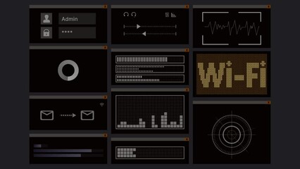 Wi-Fi network screen animation. Hacking attack program.