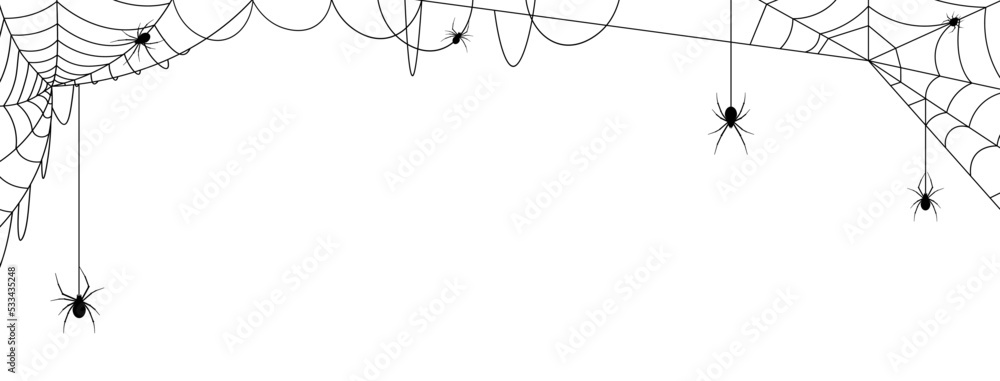 Black cobweb isolated banner. Spiderweb halloween background with ...