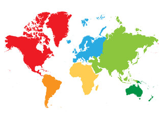  Colorful political map World continents.