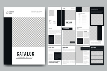 Wall Mural - Black and white Architecture Interior Portfolio template or Product Catalog Design, business brochure layout, furniture catalog design