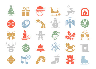 Wall Mural - cute christmas icon set. collection of new year decoration stuff