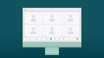 Video conference window. Isolated vector illustration. Call symbol. Vector template. Computer interface. Isolated vector illustration. Chat message icon. Internet application.