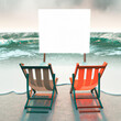 chairs on the beach and table