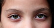 © Marco - Child green eyes macro close-up. Girl face looking at camera