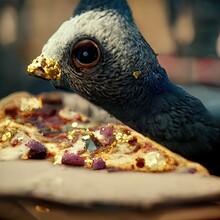 Pizza Pigeon With Gold Leaf