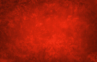 Painted red background texture, Christmas red color for holiday designs, red wall or paper in old vintage grunge style