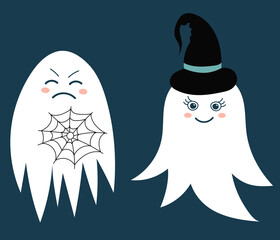 Wall Mural - cute ghosts cartoon isolated vector