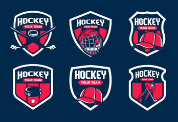 Wall Mural - Hockey logo bundles, emblem collections, designs templates. Set of hockey logos