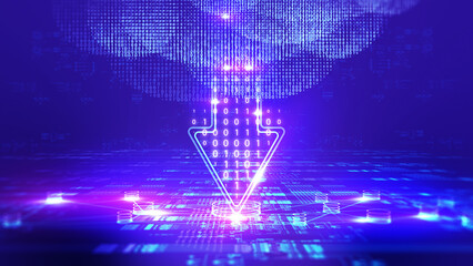 Poster - Technology background moving data array/Technological background data transmission channel. Motion of digital data flow. Transferring of big data. Transfer and storage of data sets. 3d rendering