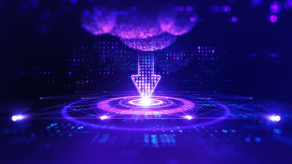Poster - Technology background moving data array/Technological background data transmission channel. Motion of digital data flow. Transferring of big data. Transfer and storage of data sets. 3d rendering