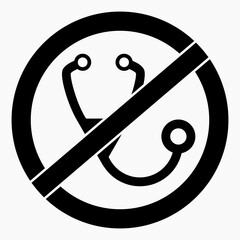 Endoscope prohibited. There is no endoscope. There is no medicine. Medicine prohibition. Vector icon.