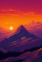 fantasy mountain sunrise 