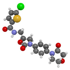 Canvas Print - Rivaroxaban anticoagulant drug, chemical structure.