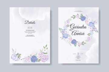 Wall Mural - Beautiful floral frame wedding invitation card template Premium Vector