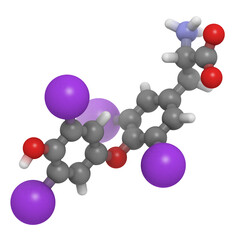 Canvas Print - Thyroxine hormone molecule, chemical structure.