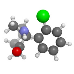 Sticker - Ketamine anaesthetic drug, molecular model