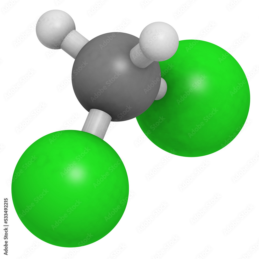 Dichloromethane (CH2Cl2, methylene chloride, DCM) molecule, chemical ...