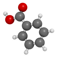 Poster - Benzoic acid molecule. Benzoate salts are used as food preservatives.