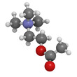 Acetylcholine (ACh) neurotransmitter, molecular model.