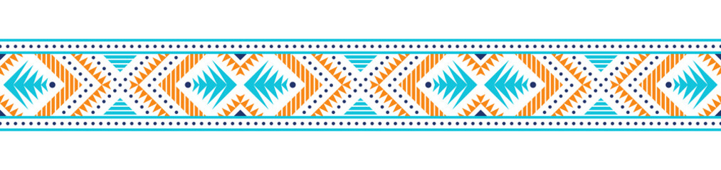 Wall Mural - Ethnic style colorful seamless border. Tribal decorative tape of aztec motives. EPS 10 vector illustration.