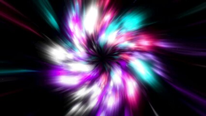 Wall Mural - colorful luminous flow in space. motion. colorful spots move in stream on black background. colorful