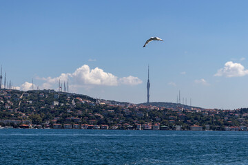 Panorama from Bosporus to city of Istanbul, Turkey