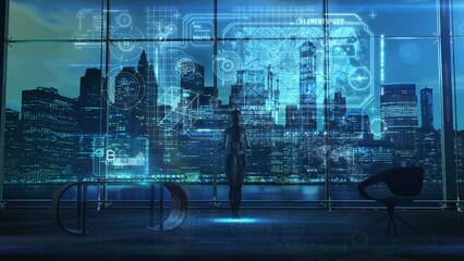 Wall Mural - android and search and discovery data array, 3d render