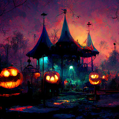 Wall Mural - halloween amusement park