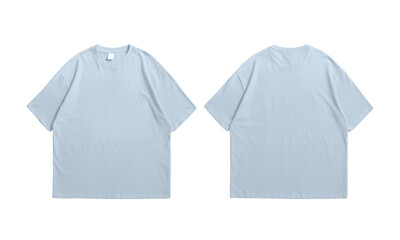 Oversize baby blue t-shirt front and back isolated background