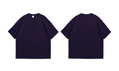 Oversize midnight t-shirt front and back isolated background