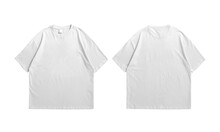 Oversize White T-shirt Front And Back Isolated Background