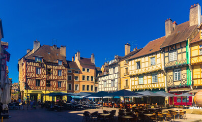 Half-timbered houses in an old European city Chalon-sur-saone. France