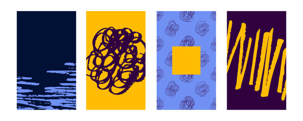 Leinwandbilder - Set of abstract trendy in brush stroke for copy space background design. Collection of retro wallpaper for poster template, flyer and banner