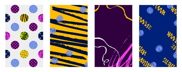 Leinwandbilder - Set of abstract trendy in brush stroke for copy space background design. Collection of retro wallpaper for poster template, flyer and banner