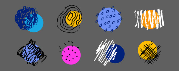 Leinwandbilder - Set of abstract trendy in brush stroke for copy space background design. Collection of retro wallpaper for poster template, flyer and banner
