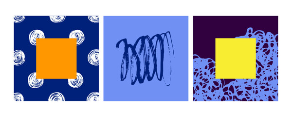 Leinwandbilder - Set of abstract trendy in brush stroke for copy space background design. Collection of retro wallpaper for poster template, flyer and banner