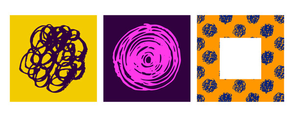 Leinwandbilder - Set of abstract trendy in brush stroke for copy space background design. Collection of retro wallpaper for poster template, flyer and banner