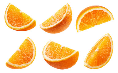 Wall Mural - orange isolated set.collection of ripe juicy orange slices in different angles on a white background