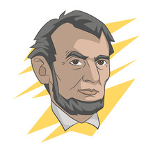 Abraham Lincoln Vector Cartoon Illustration. Portrait Of The 16th American President Known For Visionary Politics