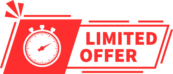 Sticker - Vector Illustration Limited Offer Label With Watch