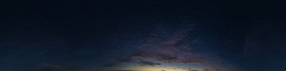 Wall Mural - dark blue sky panorama after sunset with cirrus clouds. seamless hdr 360 pano in spherical equirecta