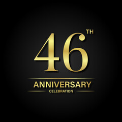 Wall Mural - 46th anniversary celebration with gold color and black background. Vector design for celebrations, invitation cards and greeting cards.