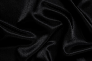 Wall Mural - Abstract black background. Black silk satin texture background