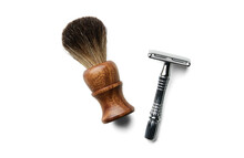 Professional Safety Razor And Shaving Brush With Soft Shadows