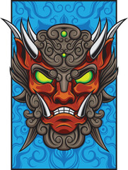 Wall Mural - Vector illustration of komainu japanese lion