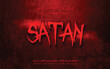 © ribelco - Blood horror satan text effect, editable scary and red text style with grafitty cracked wall background. Halloween theme. Horror movie title theme