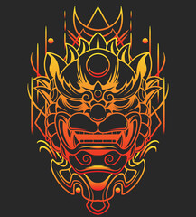 Wall Mural - Vector illustration of komainu japanese lion