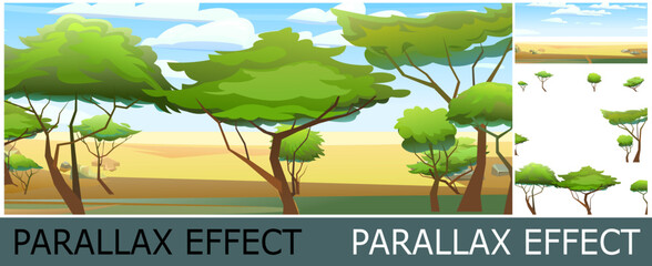 Wall Mural - thickets landscape africa. image from layers for overlay with parallax effect. scene with sand and p