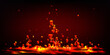 Hot liquid lava splash with flying red drops. Abstract background of seething molten magma surface with splatter. Orange fluid texture with rising bubbles, vector realistic illustration