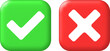 © absent84 - 3D Right and Wrong Button in Square Shape.